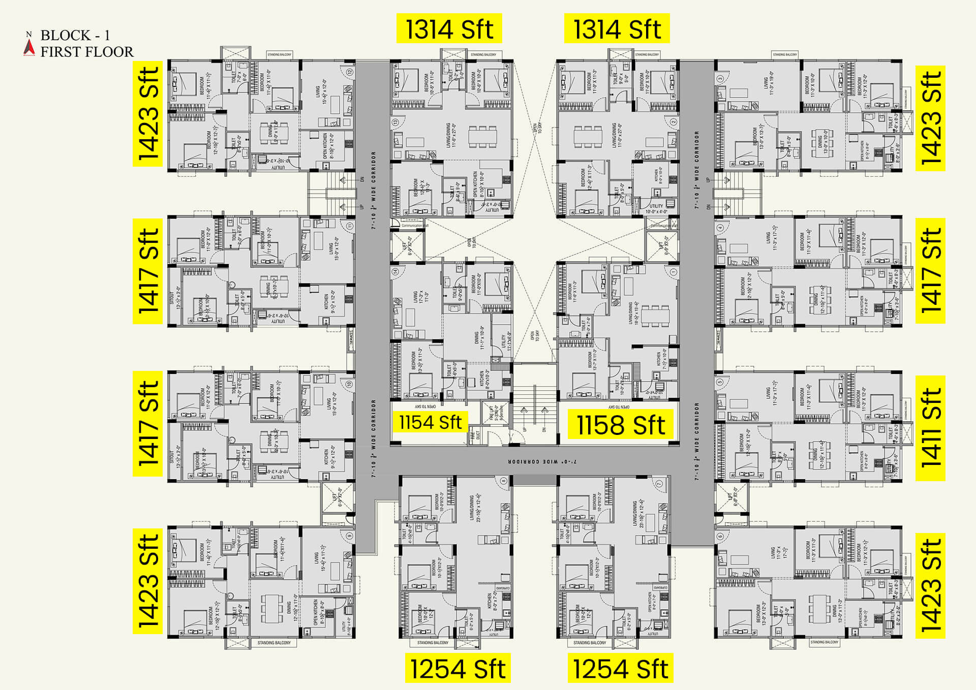 Block I First Floor Plan | MVV Green Field