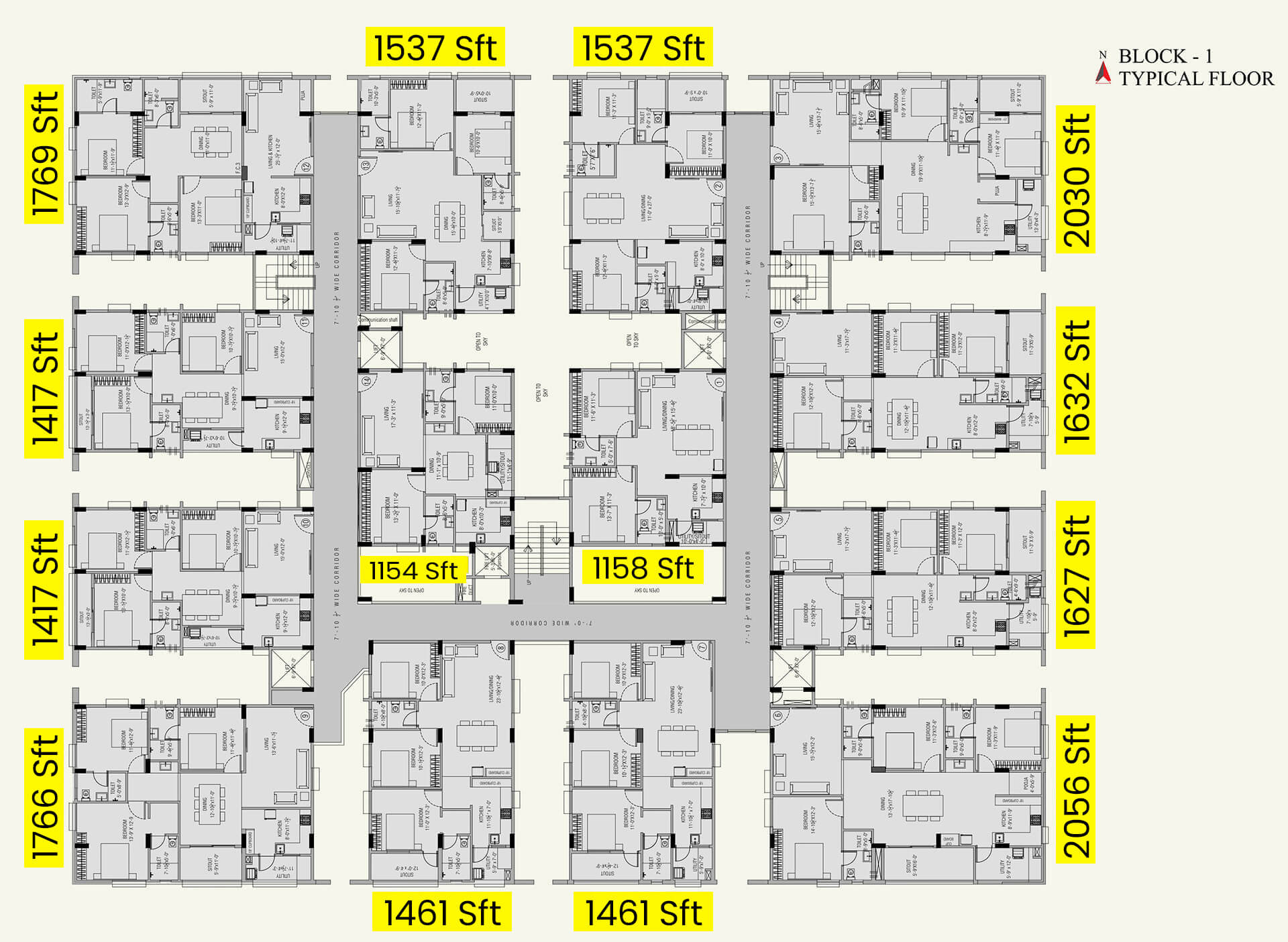 Block I Typical Floor Plan | MVV Green Field