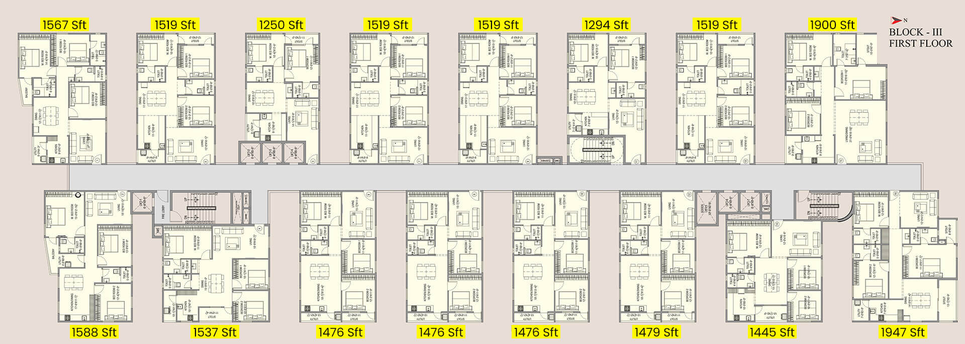 Block III First Floor Plan | MVV Green Field